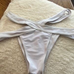 3 for $9 Bundle Sale White strap Bikini Swim Suit Bottoms Size L
